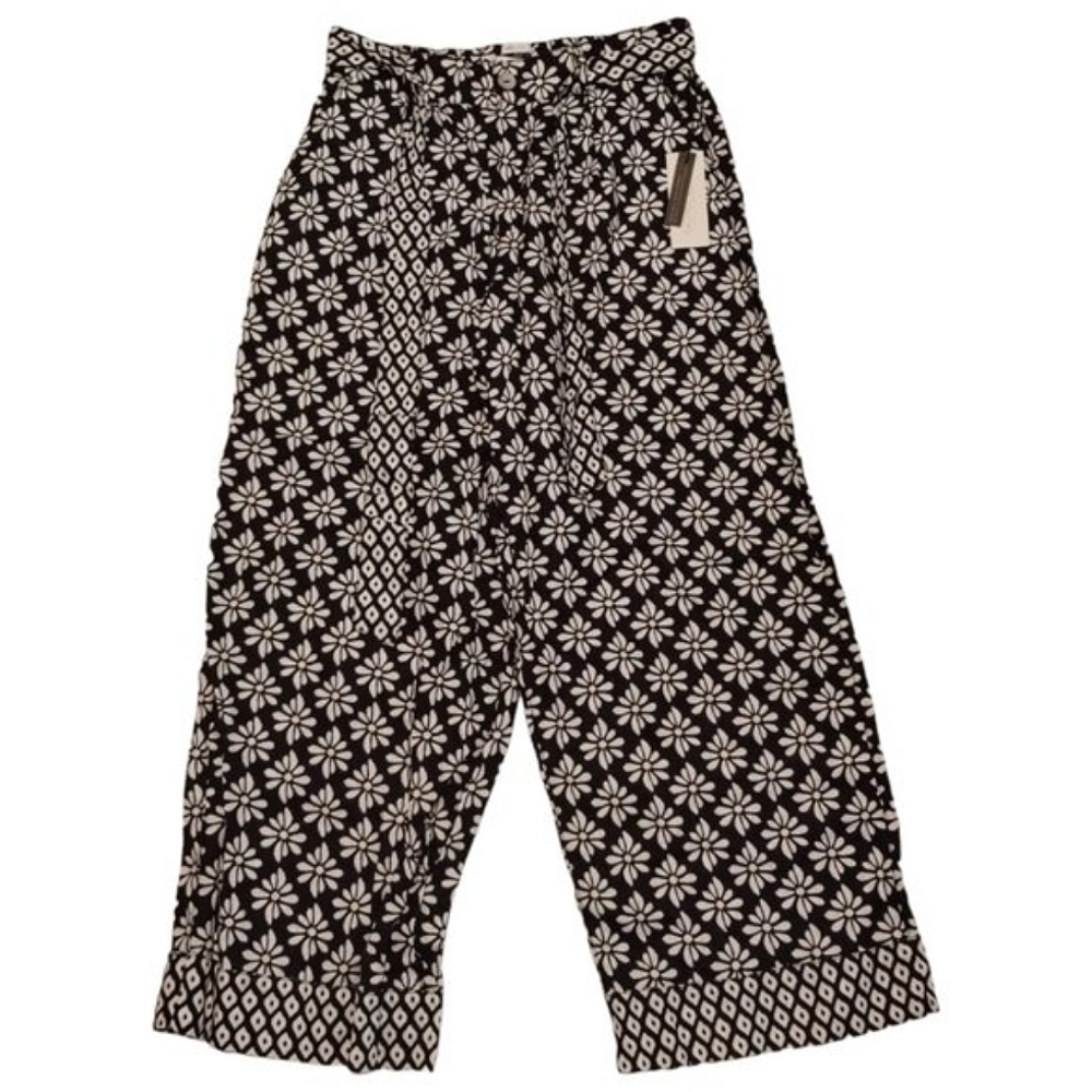 Rachel Zoe Women's Belted Floral Printed ‎ Linen Wide-Leg Trouser Pants Size L